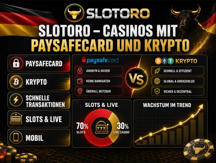 Slotoro – Casinos mit Paysafecard und Krypto